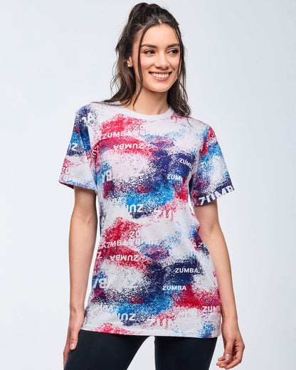 Apres Zumba Unisex Crew Neck Tee - Blue/White