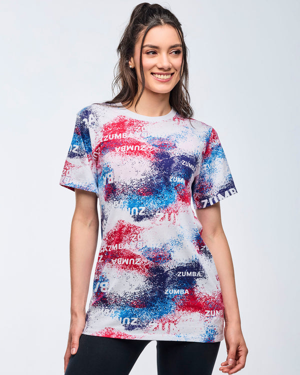 Apres Zumba Unisex Crew Neck Tee - Blue/White