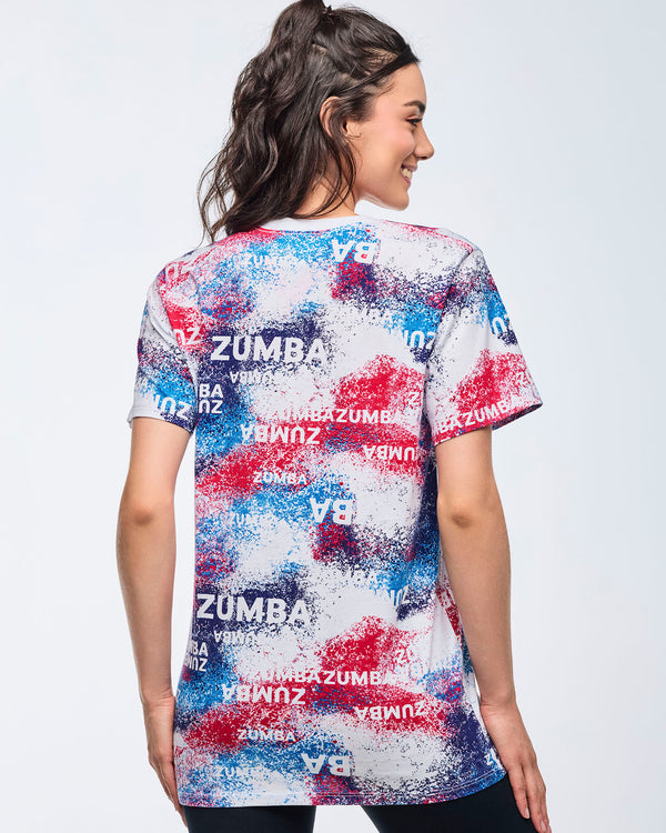 Apres Zumba Unisex Crew Neck Tee - Blue/White