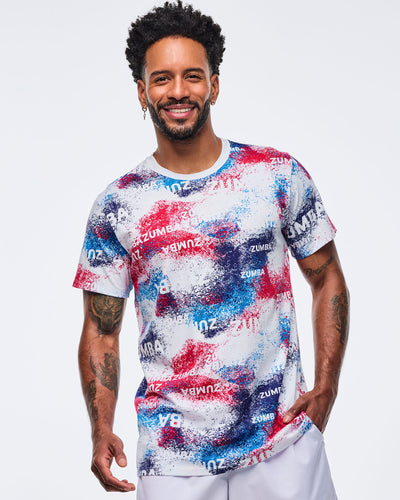 Apres Zumba Unisex Crew Neck Tee - Blue/White