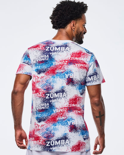Apres Zumba Unisex Crew Neck Tee - Blue/White