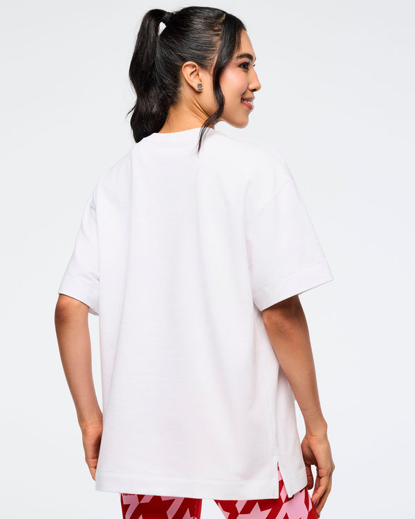 Wear It Out White # Zumba Amour Oversized Crew Neck Top