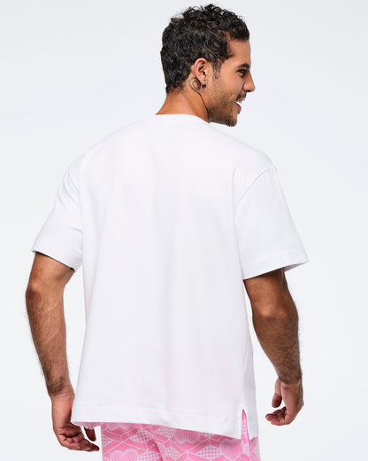 Wear It Out White # Zumba Amour Oversized Crew Neck Top