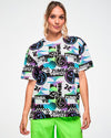 Electric Feel Unisex Oversized Top - White/Black