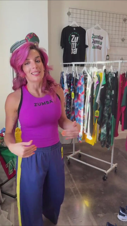 Apres Zumba High Waisted Ankle Leggings - Green/Purple